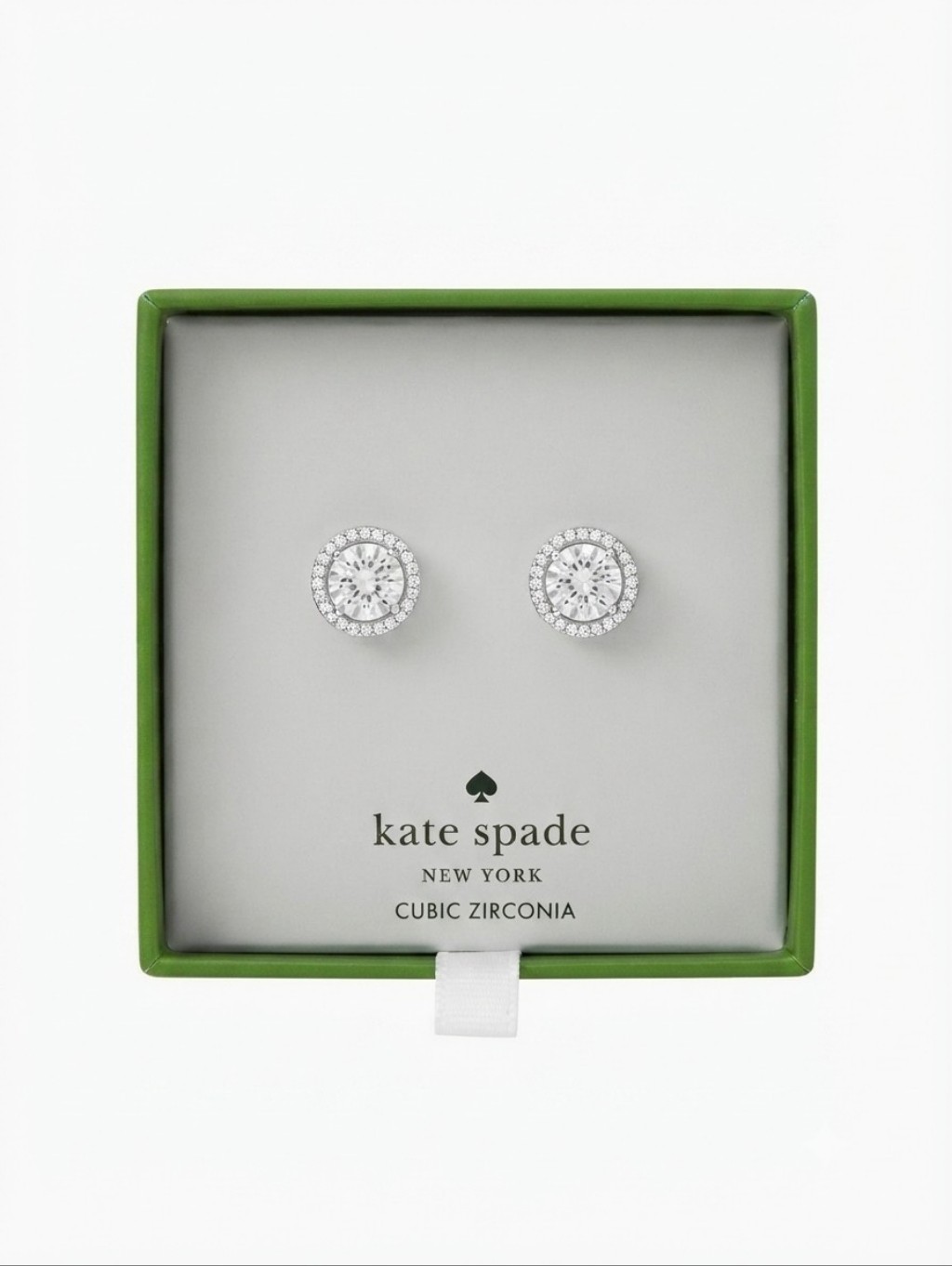Nwt Kate Spade Cubic Zirconia Halo Stud Earrings - Clear/Silver